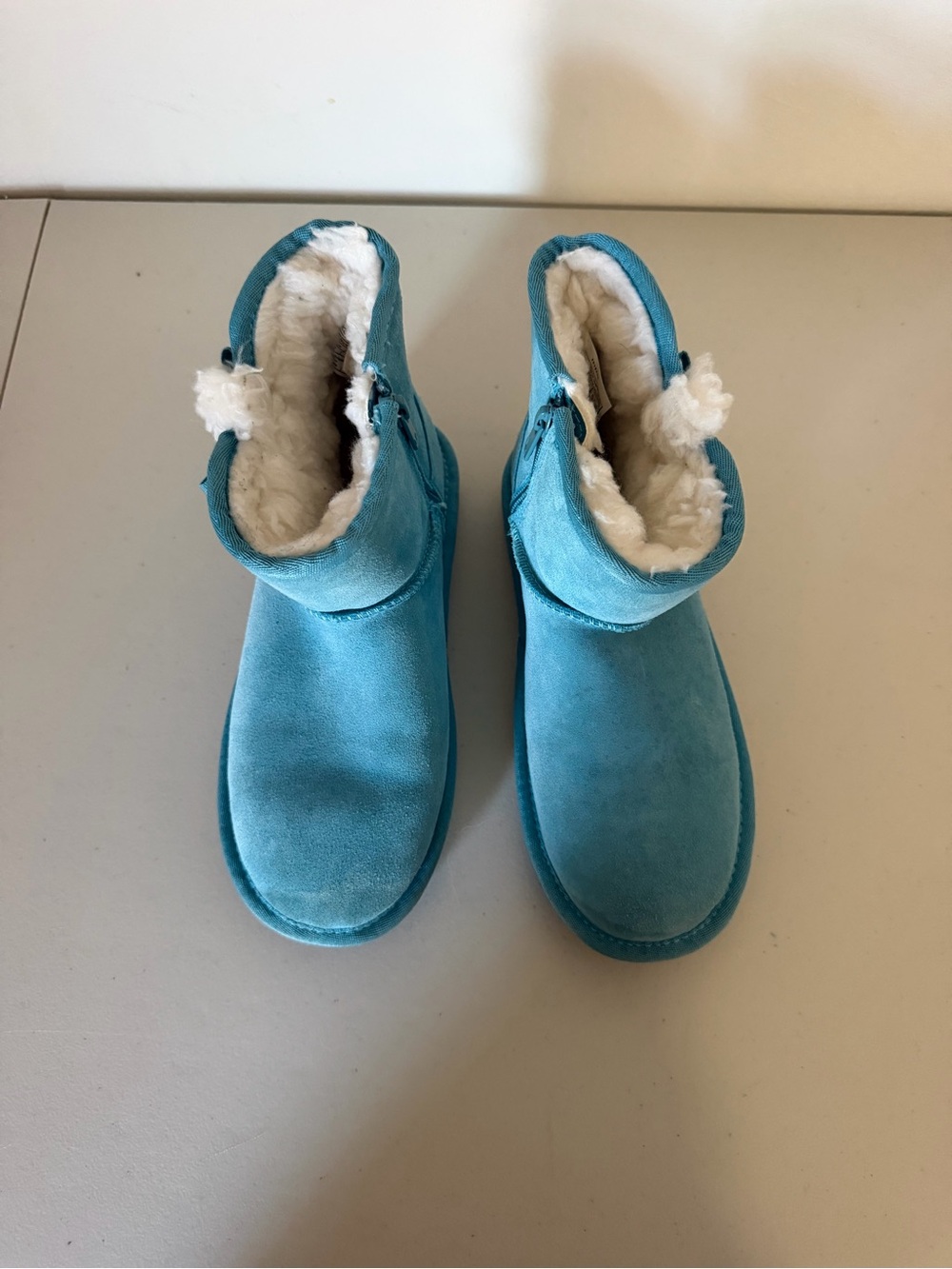 UGG Kids Teal Suede Shearling Zip Boots